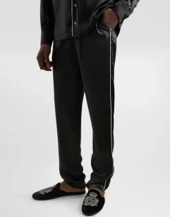 Silk pajama pants with logo embroidery