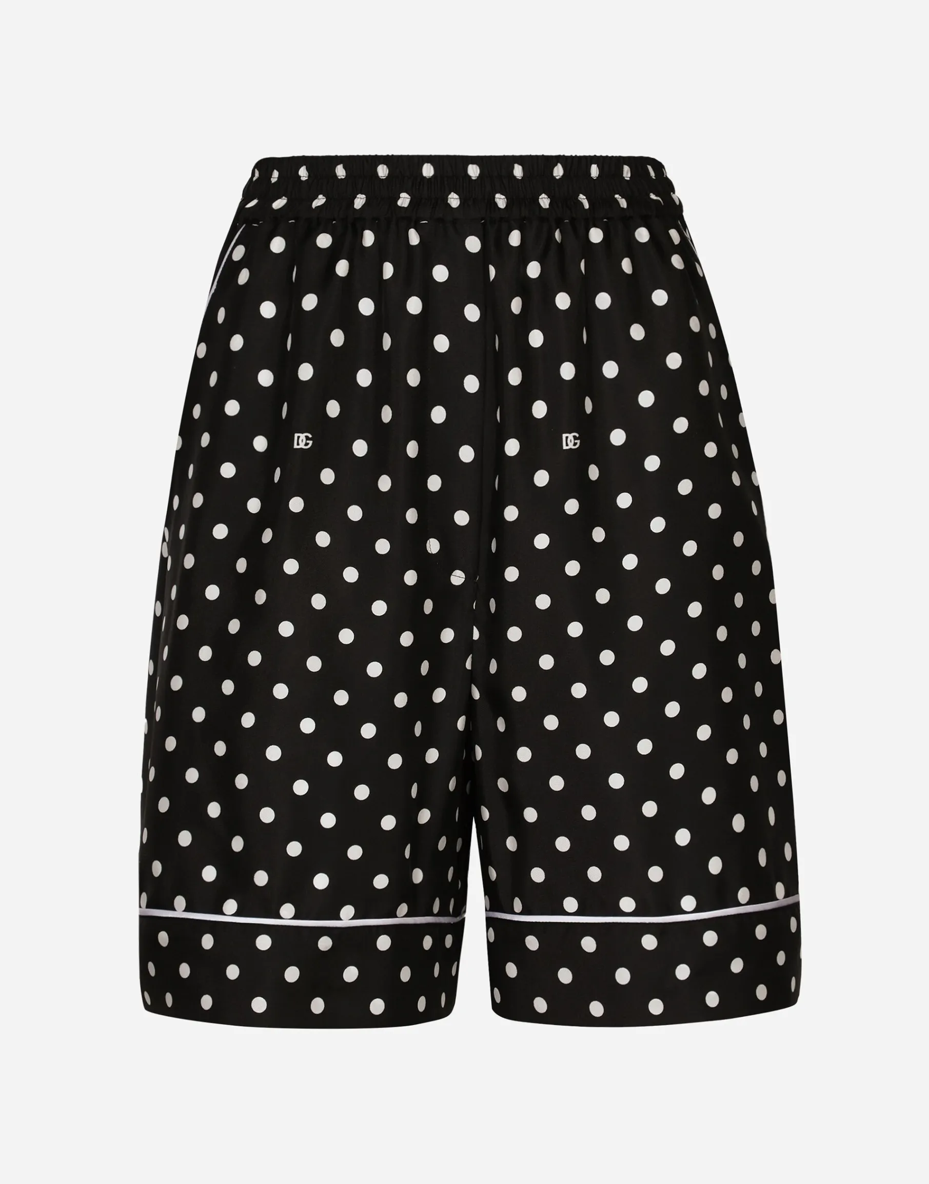Silk pajama shorts with polka-dot print