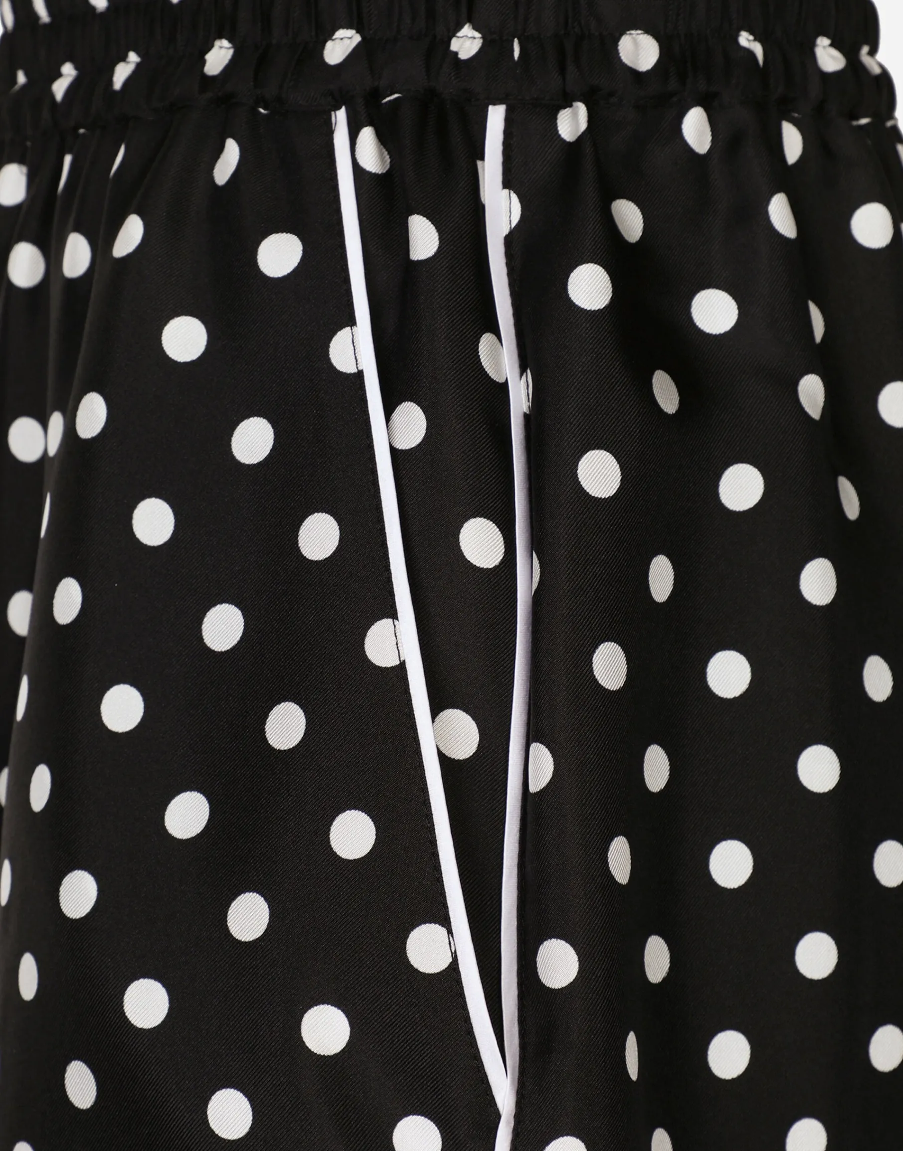 Silk pajama shorts with polka-dot print