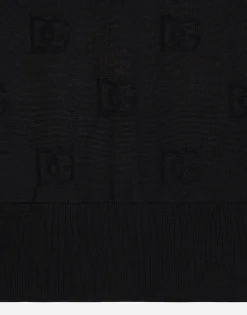 Silk polo-shirt with all-over DG logo embroidery