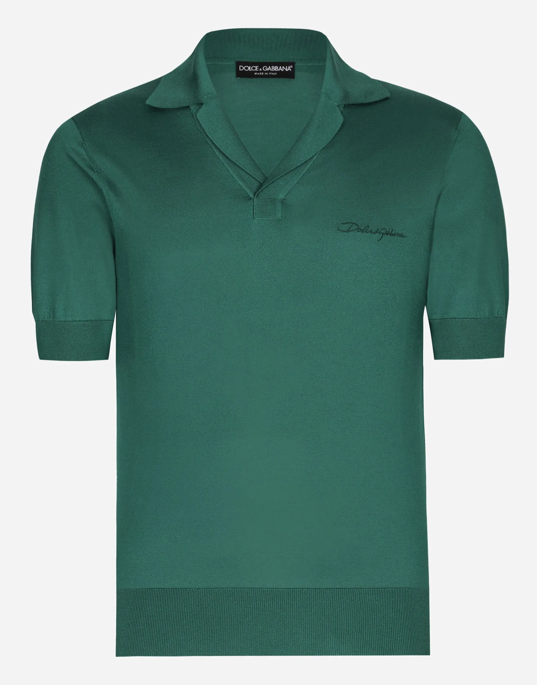 Silk polo-shirt with Dolce&Gabbana embroidery