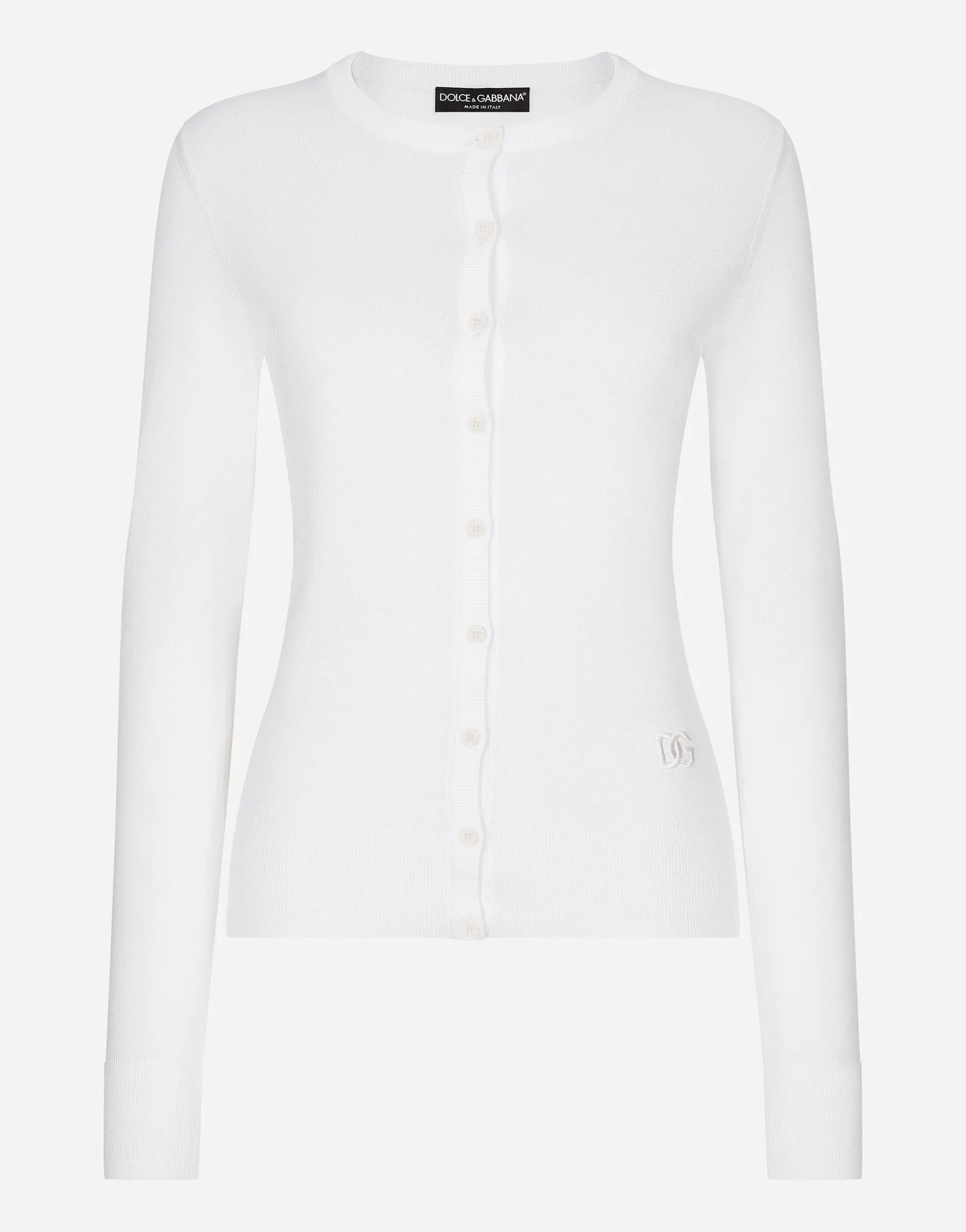 Silk round-neck cardigan