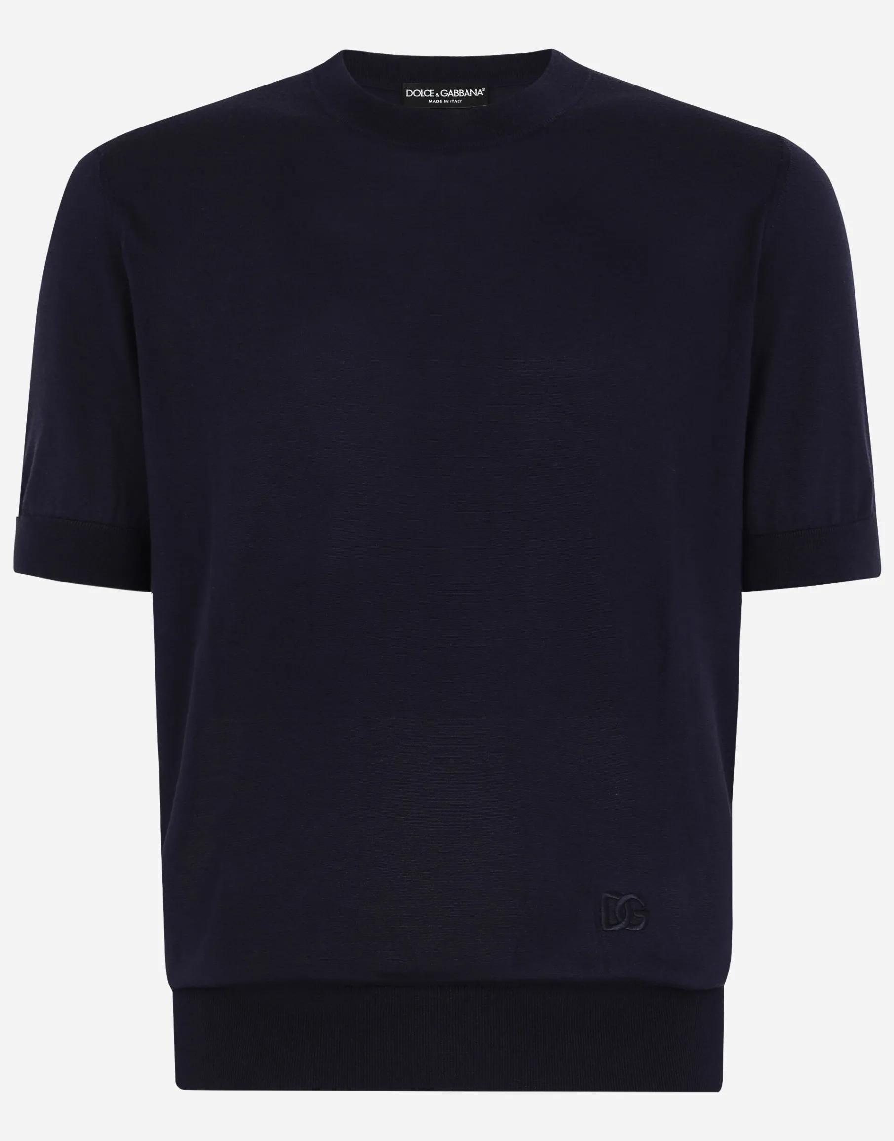 Silk round-neck sweater with DG embroidery