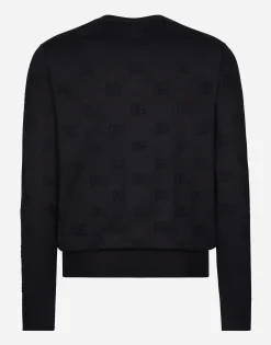 Silk round-neck sweater with all-over DG inlay