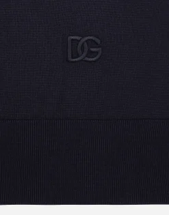 Silk round-neck sweater with DG embroidery