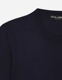 Silk round-neck sweater with DG embroidery