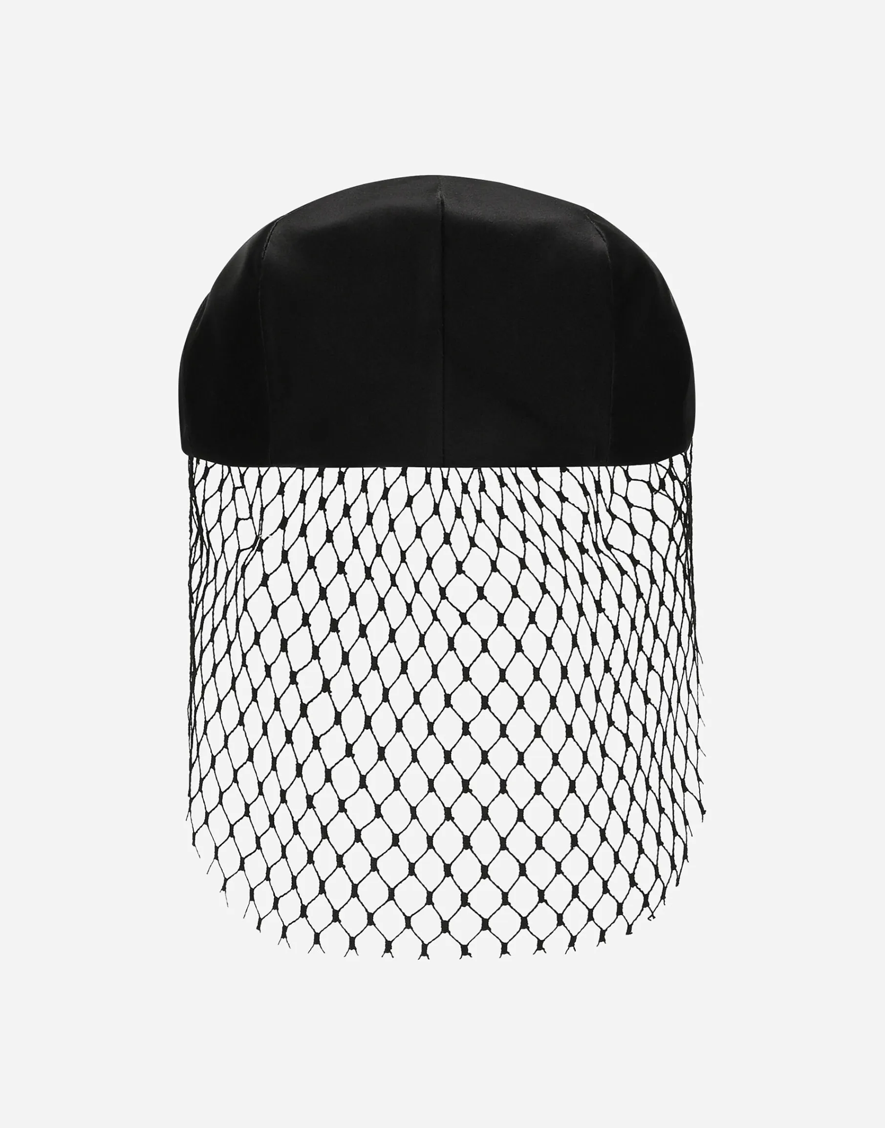 Silk satin flat cap with veil
