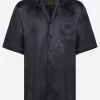 Silk satin Hawaiian shirt with metal DG logo