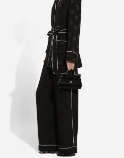 Silk satin jacquard pajama pants with all-over DG logo