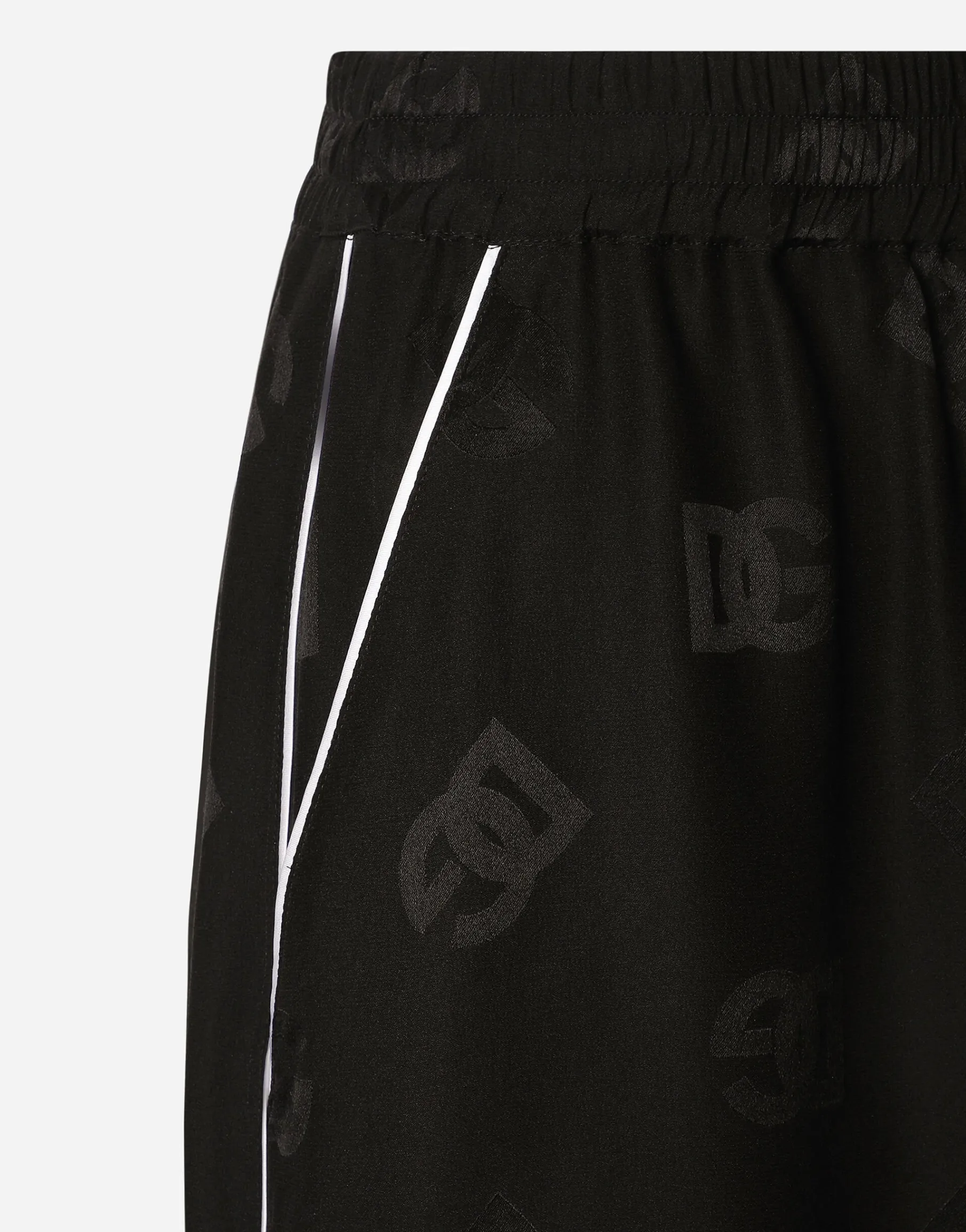 Silk satin jacquard pajama pants with all-over DG logo