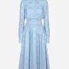 Silk satin jacquard shirt dress with DG logo