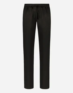 Silk satin jogging pants with metal DG logo