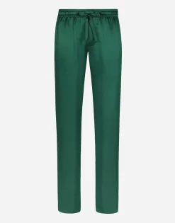 Silk satin jogging pants with metal DG logo