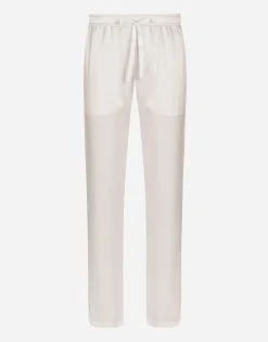 Silk satin jogging pants with metal DG logo