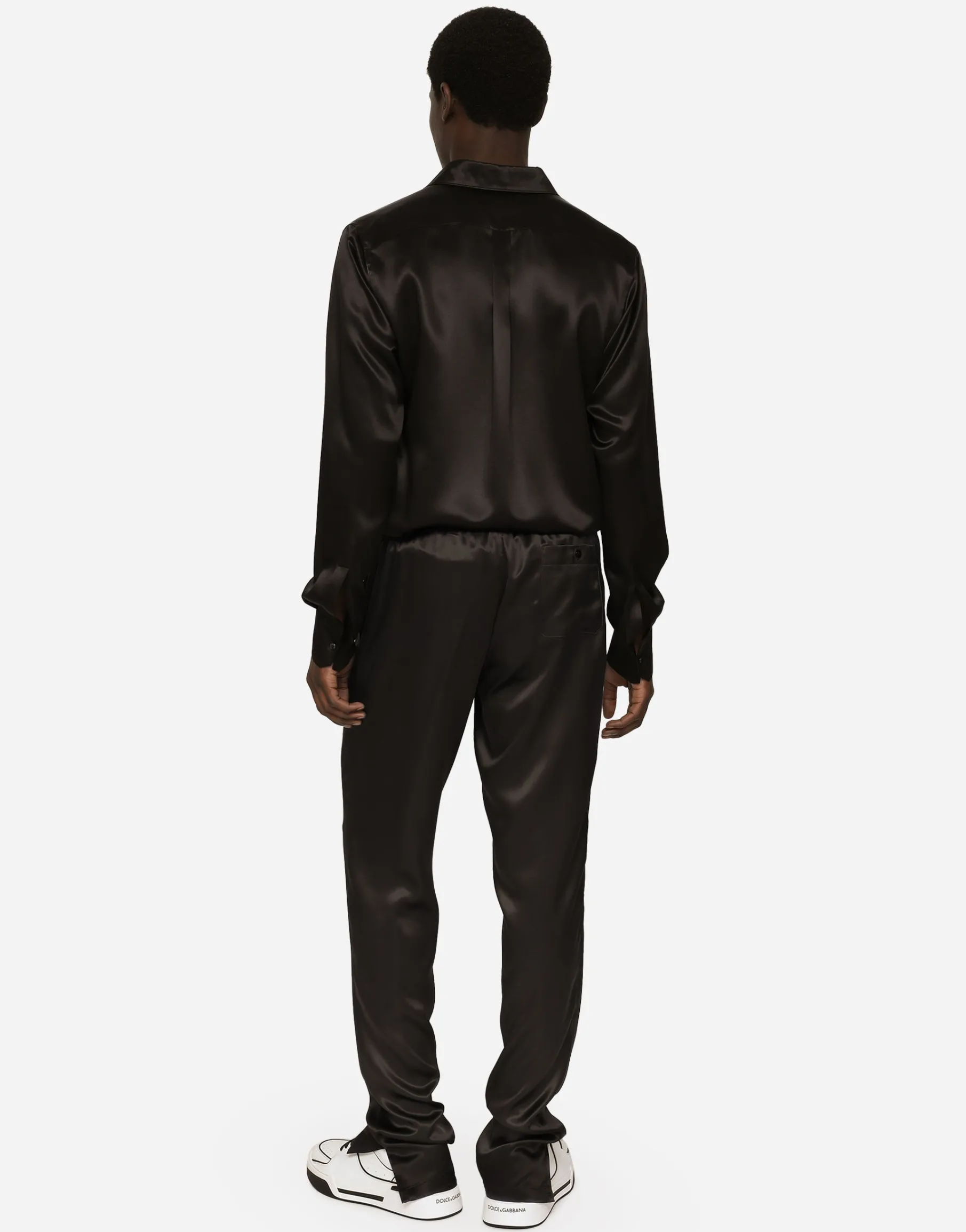 Silk satin jogging pants with metal DG logo