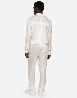 Silk satin jogging pants with metal DG logo