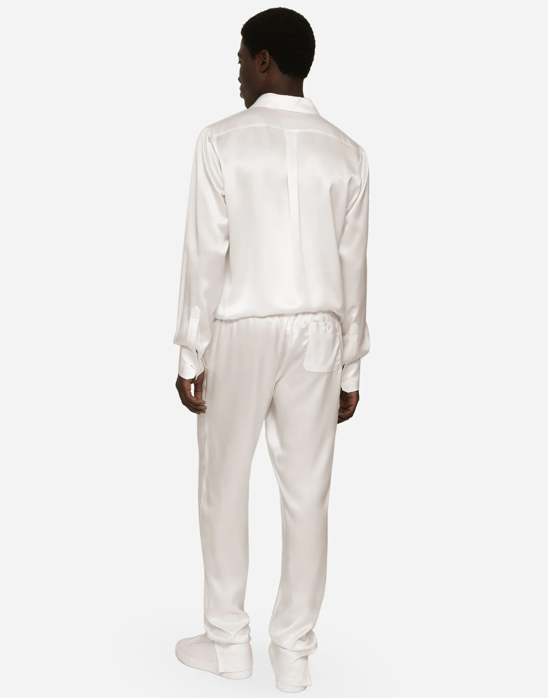 Silk satin jogging pants with metal DG logo
