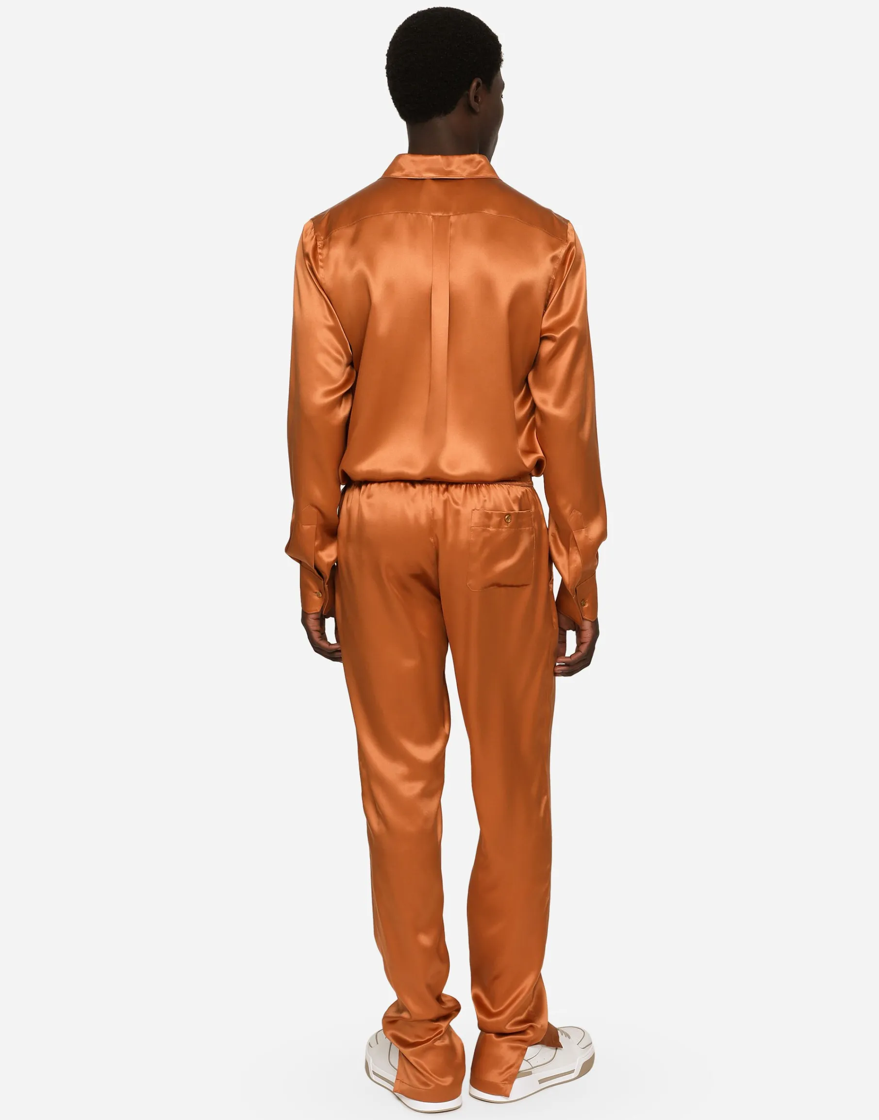 Silk satin jogging pants with metal DG logo