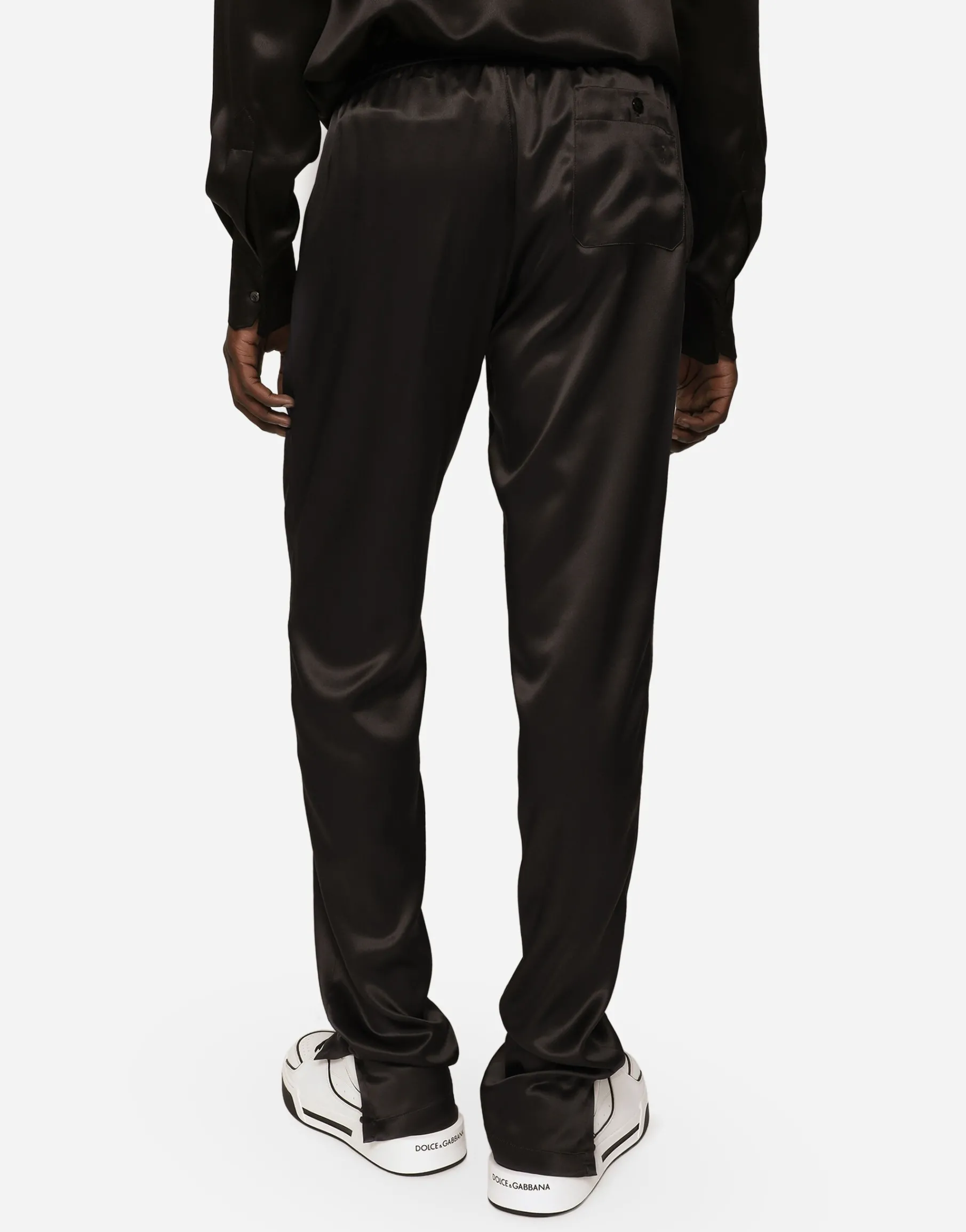 Silk satin jogging pants with metal DG logo