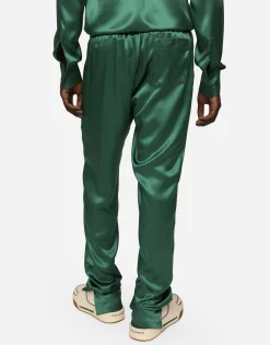 Silk satin jogging pants with metal DG logo