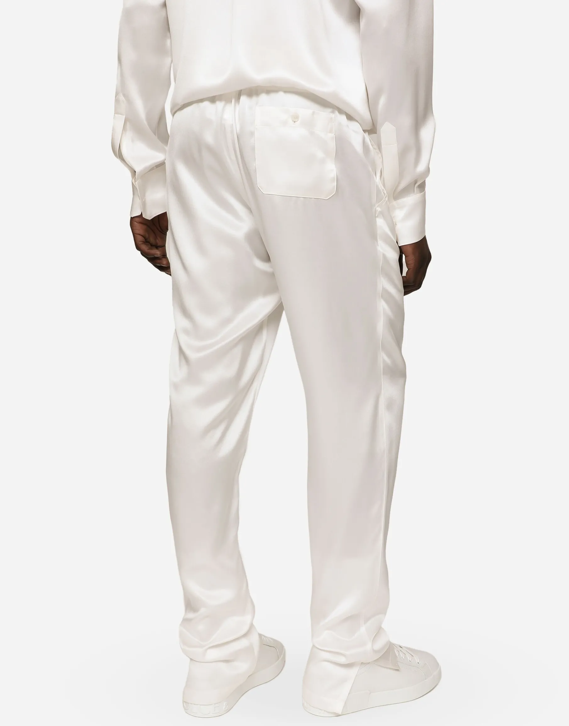 Silk satin jogging pants with metal DG logo