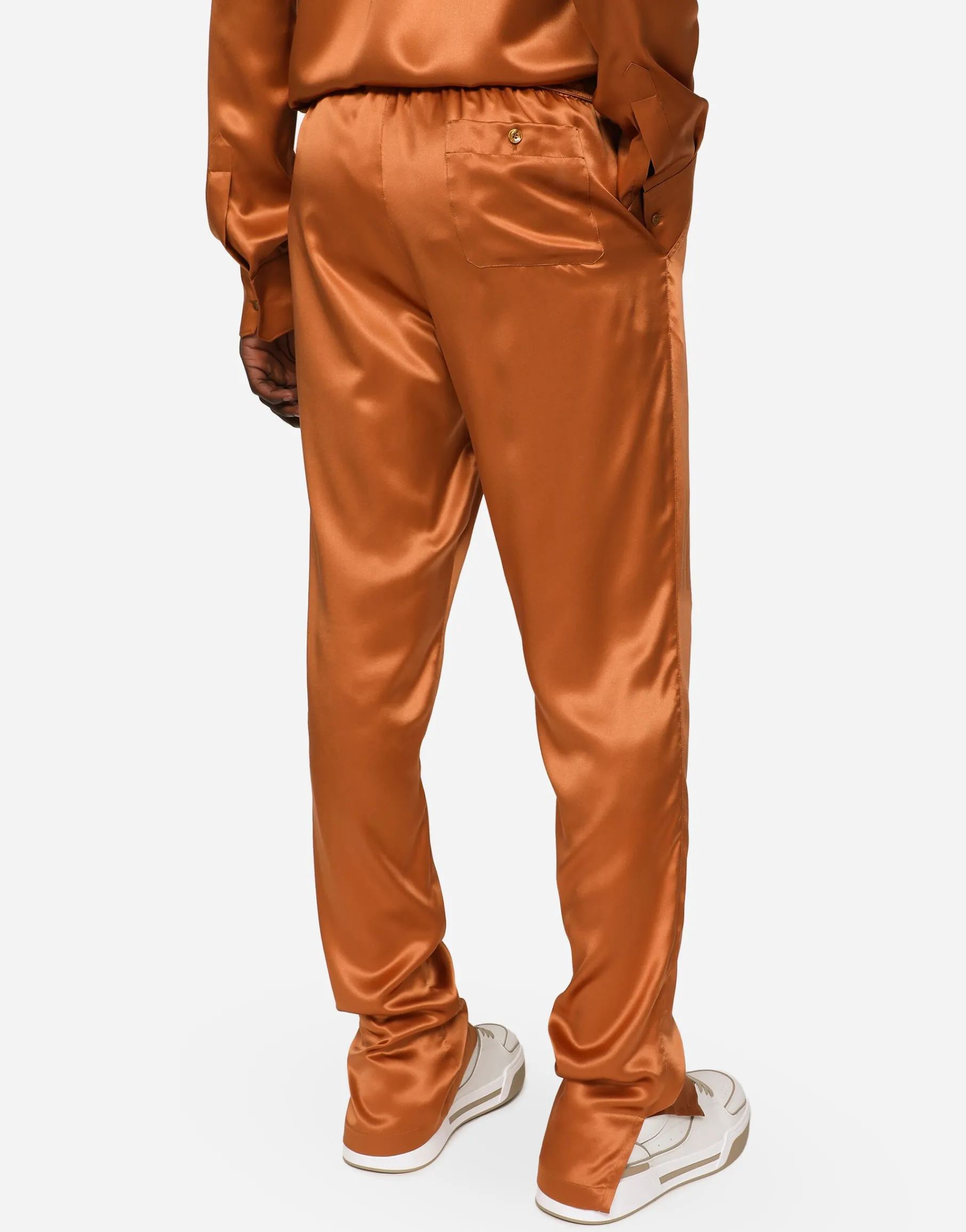 Silk satin jogging pants with metal DG logo