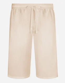 Silk satin jogging shorts with metal DG logo