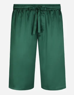 Silk satin jogging shorts with metal DG logo