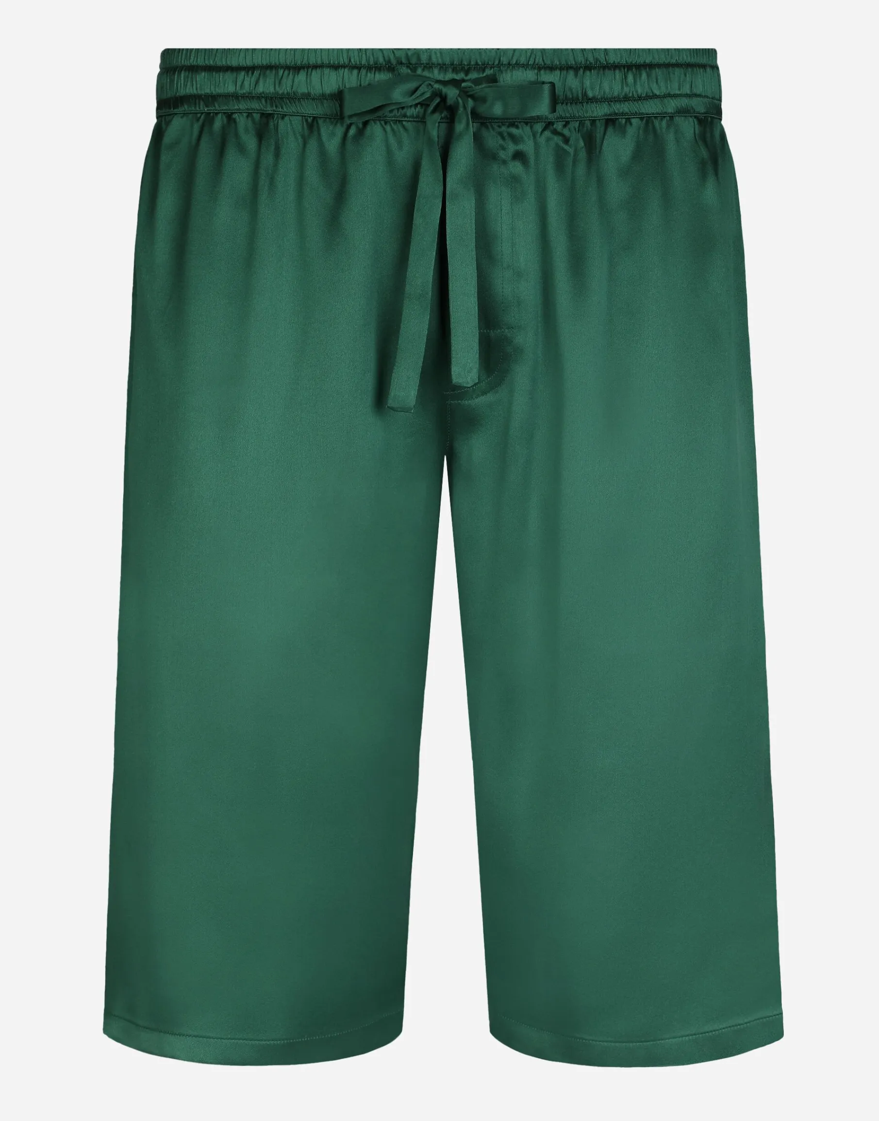 Silk satin jogging shorts with metal DG logo