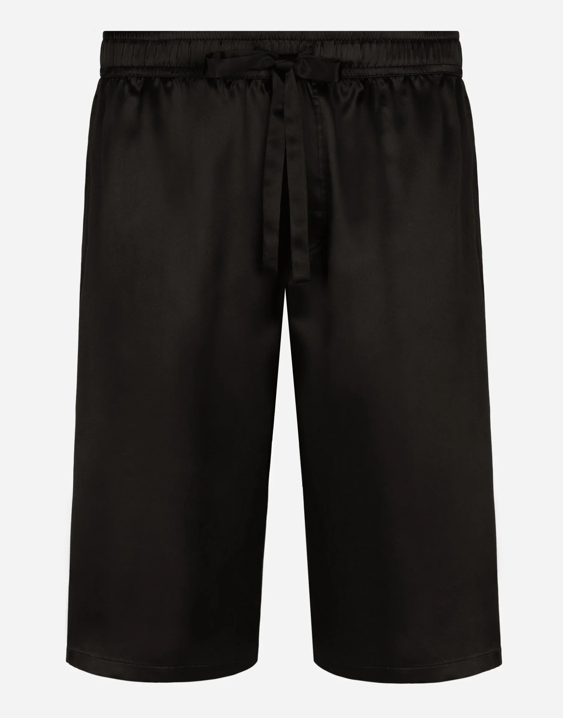 Silk satin jogging shorts with metal DG logo