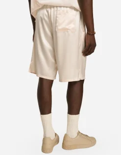Silk satin jogging shorts with metal DG logo
