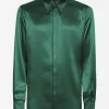 Silk satin Martini-fit shirt with metal DG logo