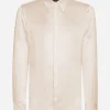 Silk satin Martini-fit shirt with metal DG logo