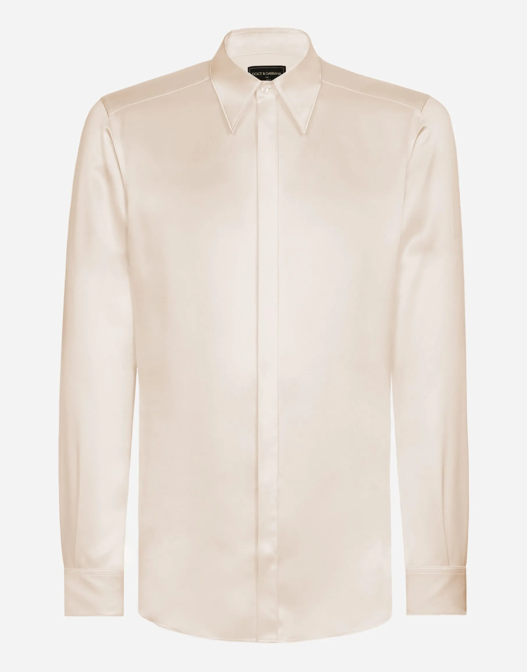 Silk satin Martini-fit shirt with metal DG logo