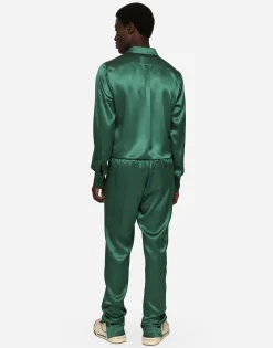 Silk satin Martini-fit shirt with metal DG logo