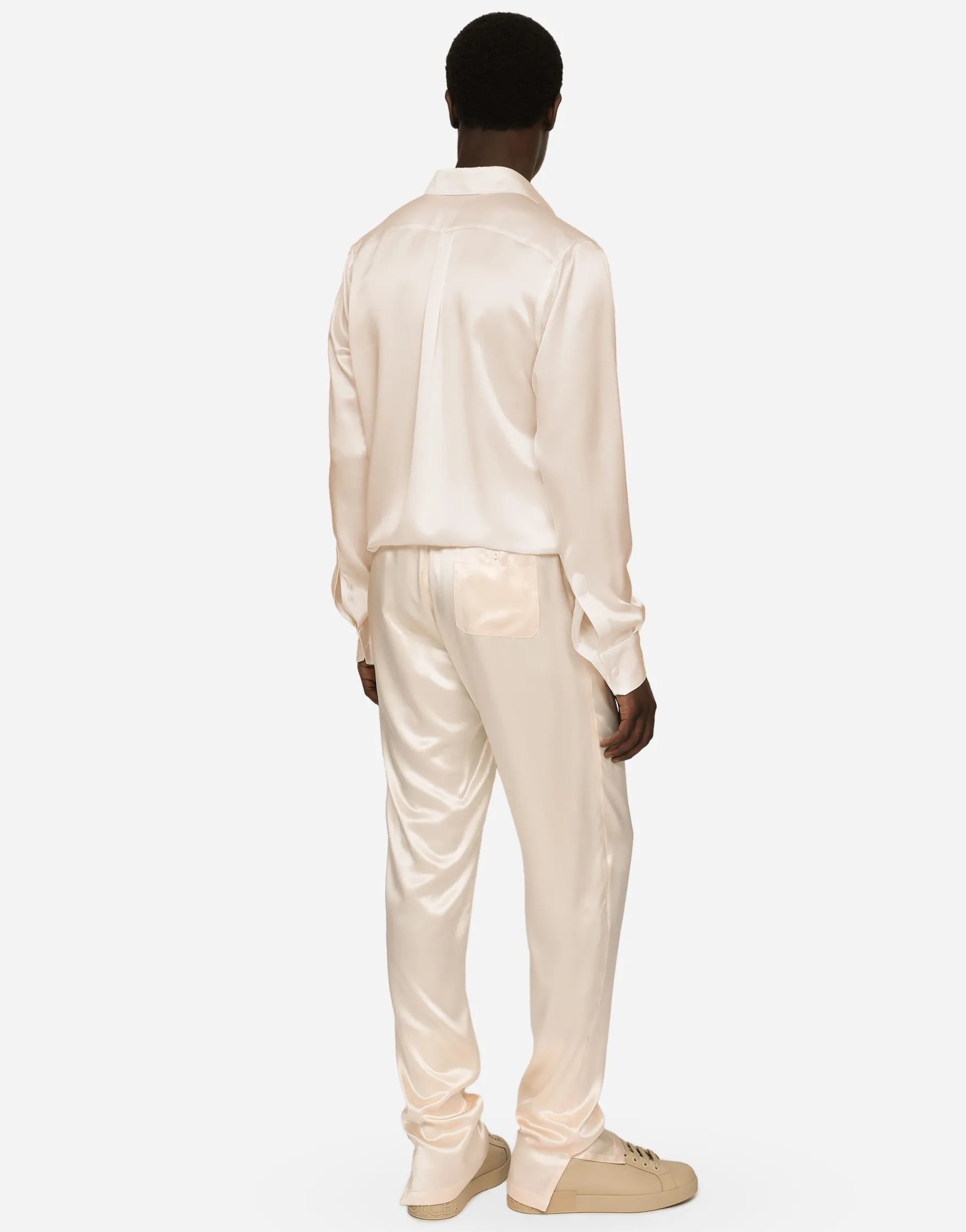 Silk satin Martini-fit shirt with metal DG logo