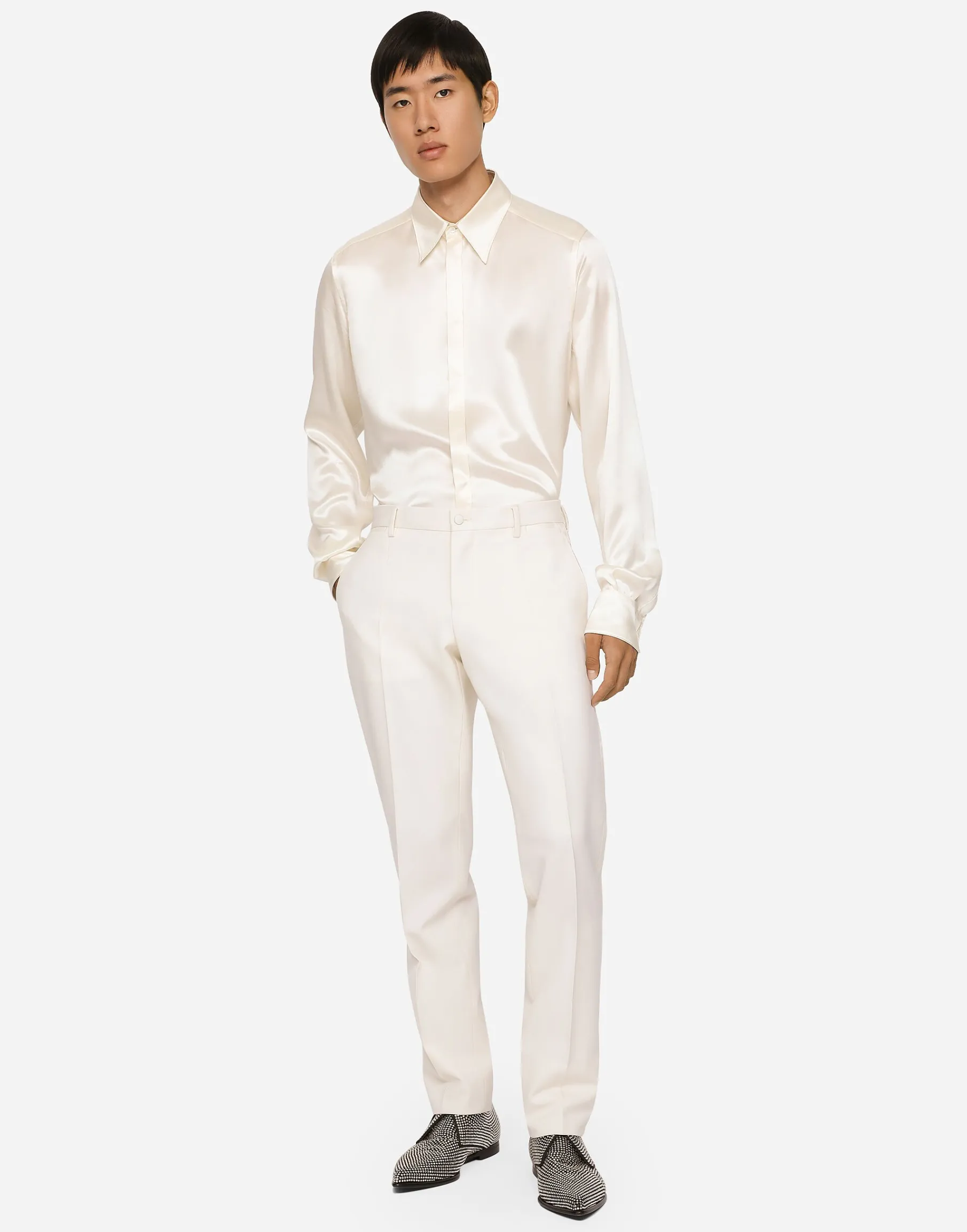 Silk satin Martini-fit shirt