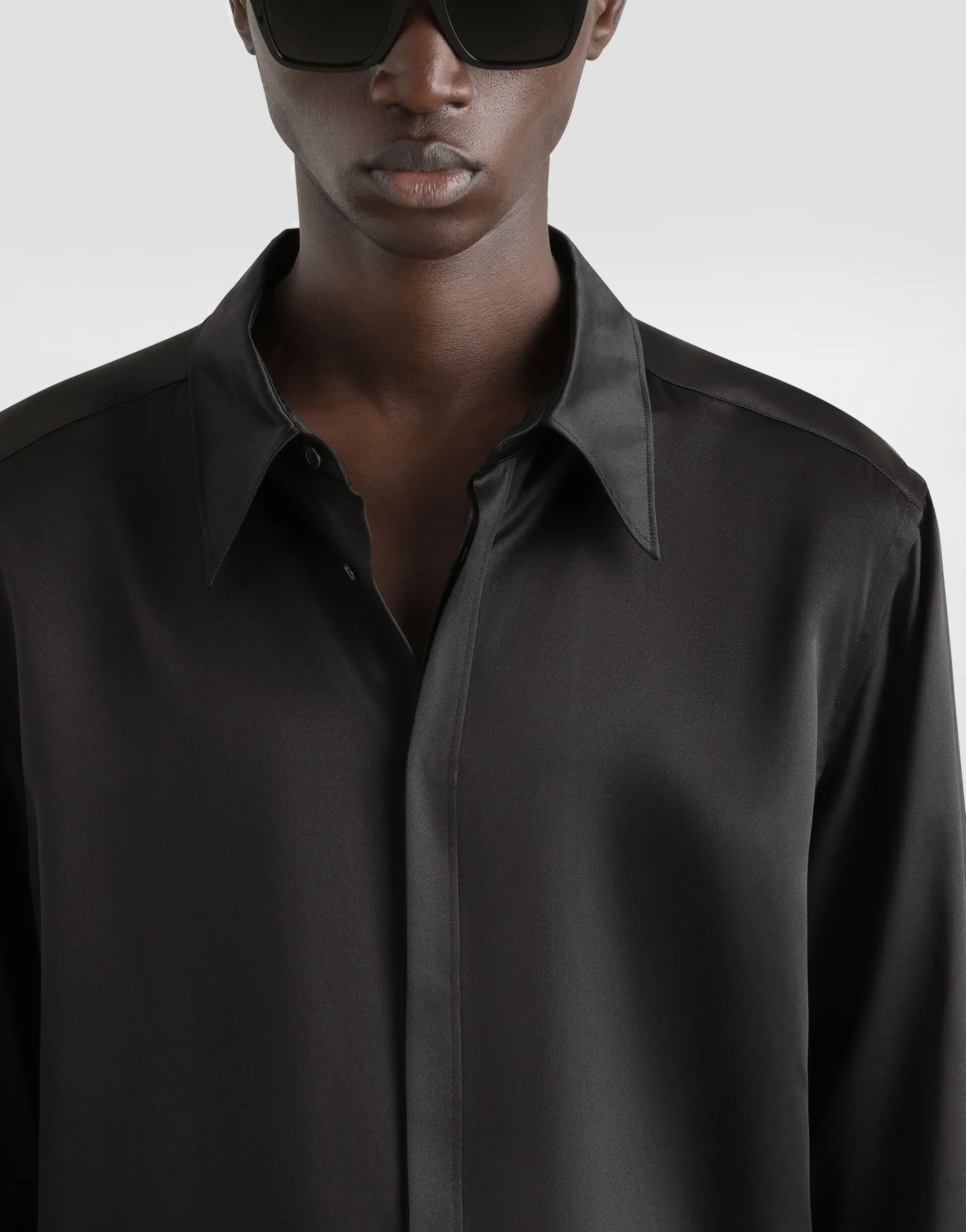 Silk satin Martini-fit shirt