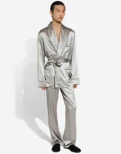Silk satin robe