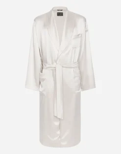 Silk satin robe with metal DG logo