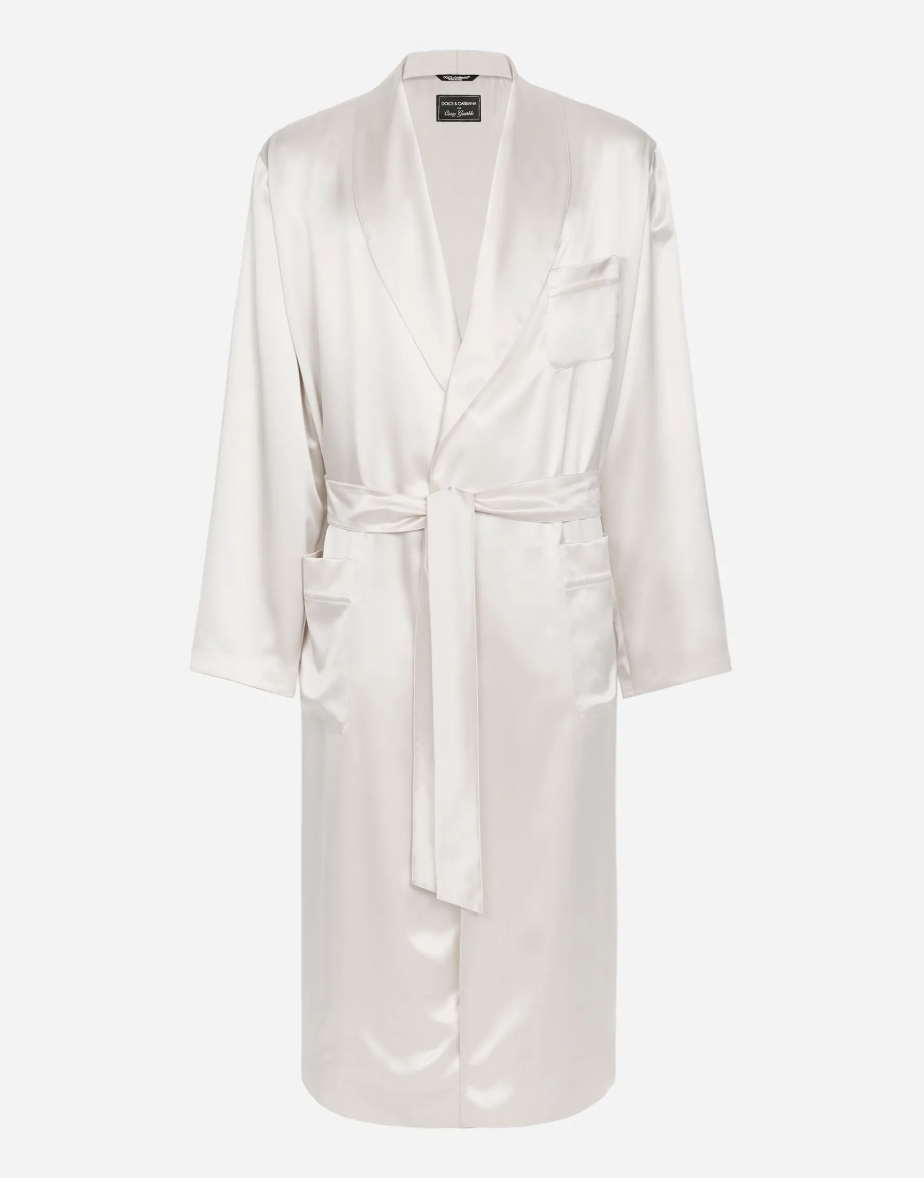 Silk satin robe with metal DG logo