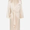 Silk satin robe with metal DG logo