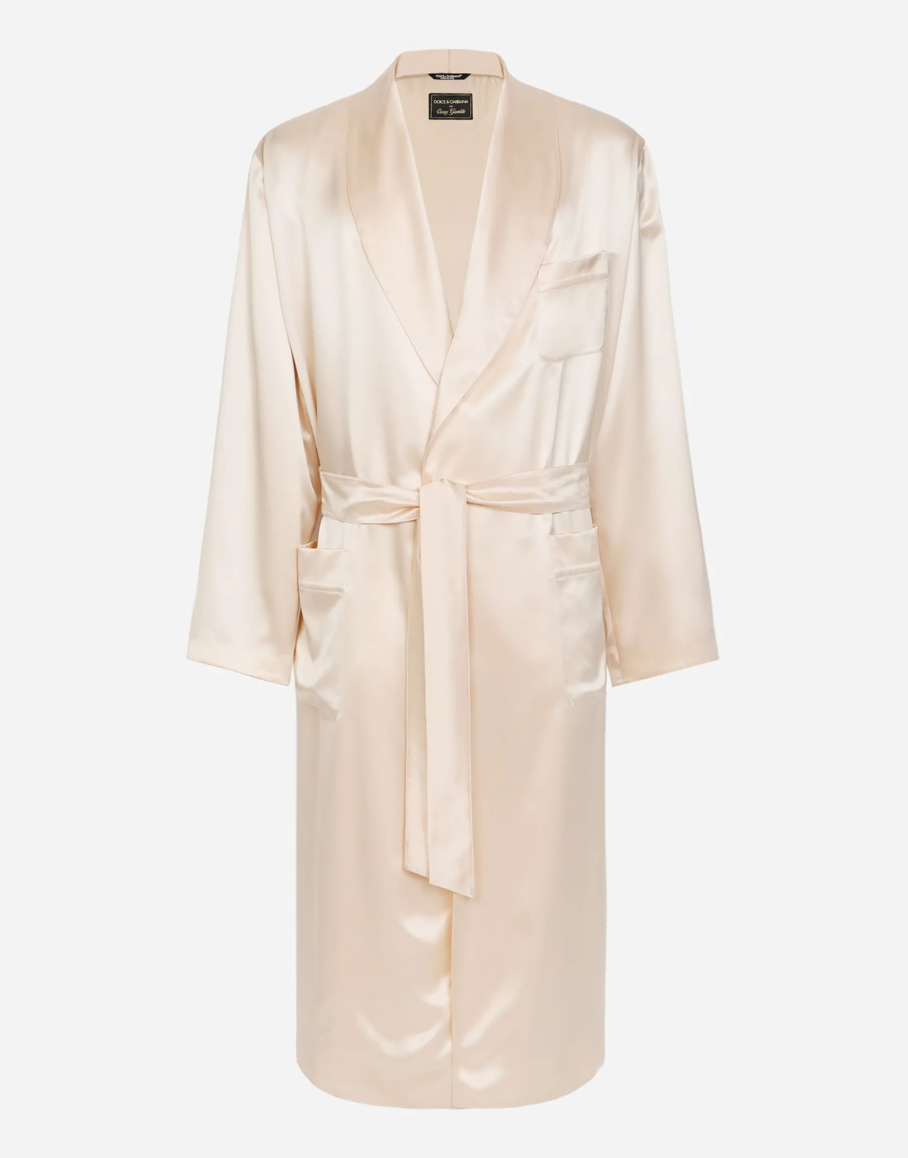 Silk satin robe with metal DG logo