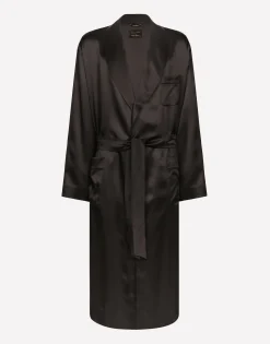 Silk satin robe with metal DG logo