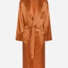 Silk satin robe with metal DG logo