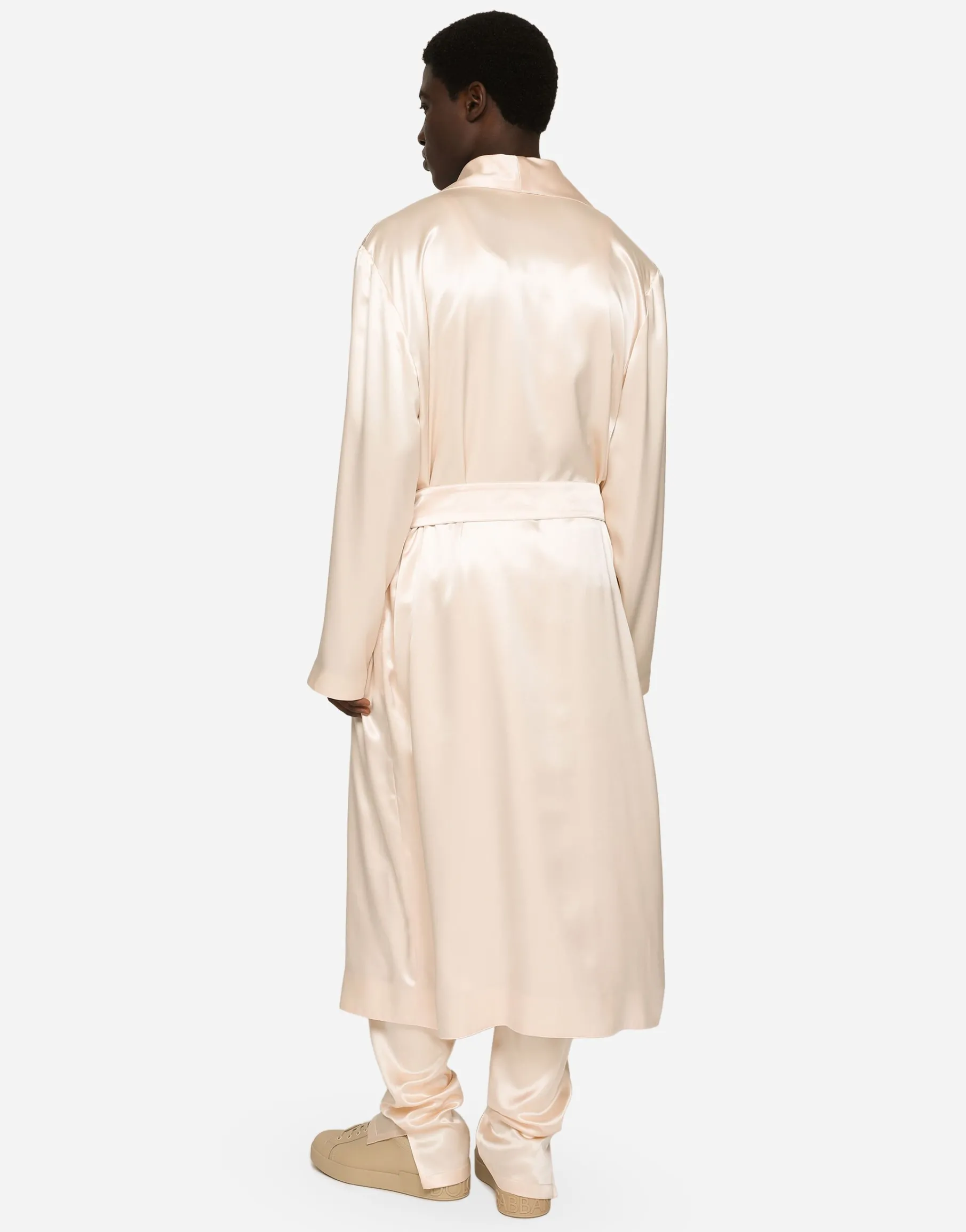 Silk satin robe with metal DG logo