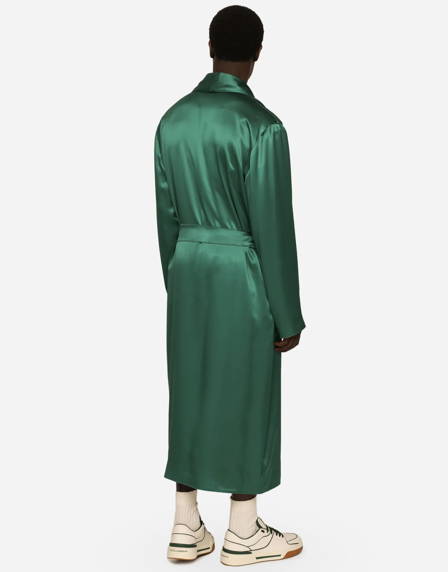 Silk satin robe with metal DG logo