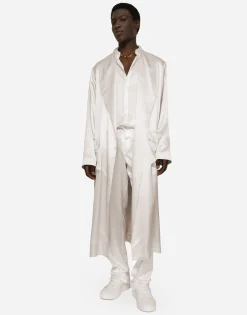 Silk satin robe with metal DG logo