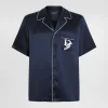 Silk satin shirt with logo