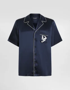 Silk satin shirt with logo